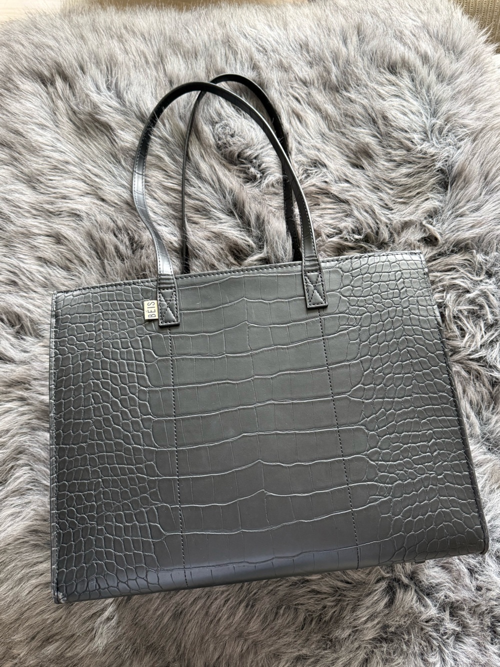 BEIS Black Croc The Work Tote NWOT